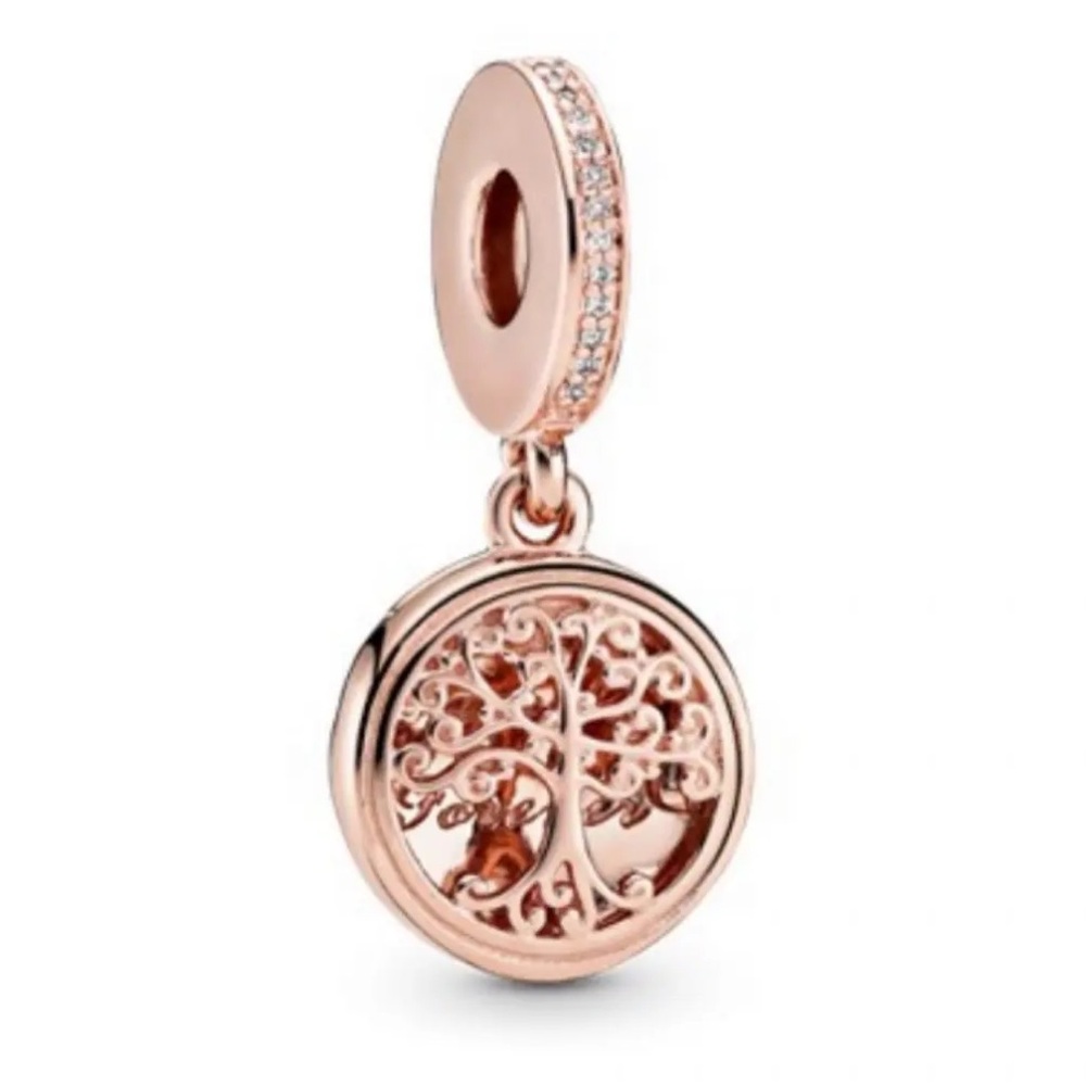 Pandora Rose Gold Tree of Life Dangle Charm with Pavé Bail